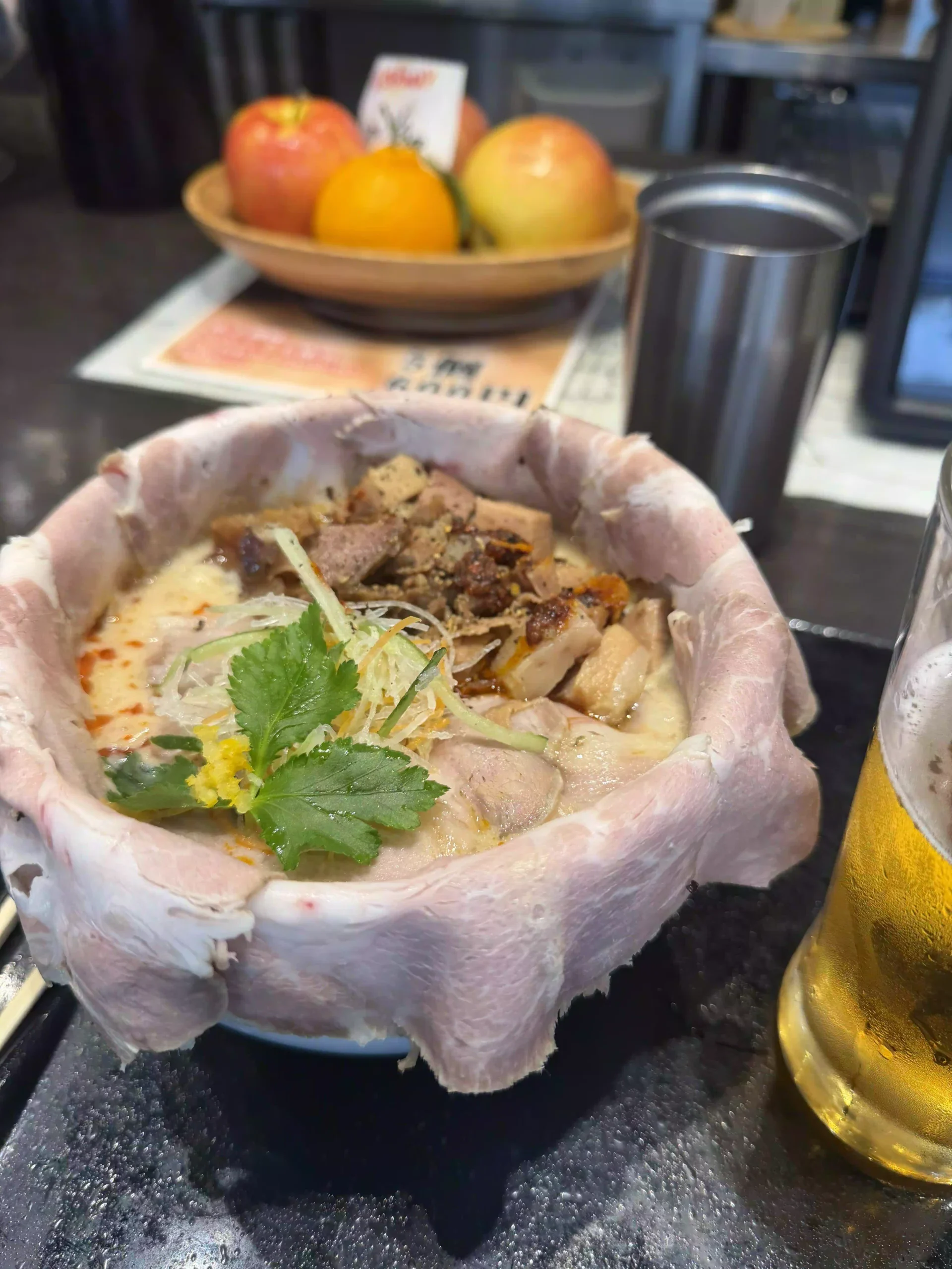 교토 잇슨보시 라멘의 매운 돼지 라멘 Kyoto Issunboshi Ramen's Spicy Pork Ramen